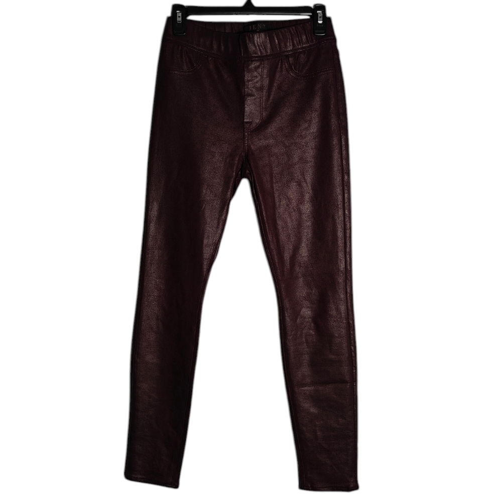 JEN7 by 7 for All Mankind Comfort Faux Leather Skinny Legging Merlot Size 2